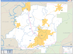 Anniston-Oxford-Jacksonville Metro Area Wall Map Basic Style 2026